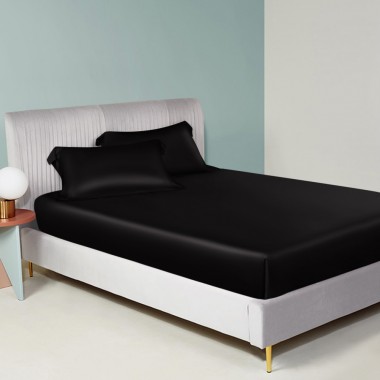 Buy Black 22 Momme Mulberry Silk Fitted Sheet