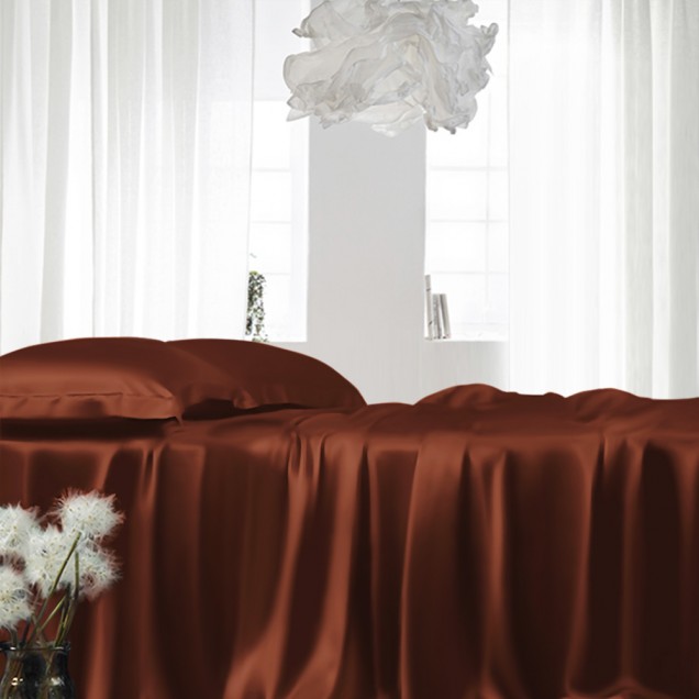 Buy Rust Red 22 Momme Mulberry Silk Fitted Sheet