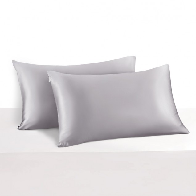 Buy Silver 22 Momme Mulberry Silk Pillowcase with Hidden Zipper